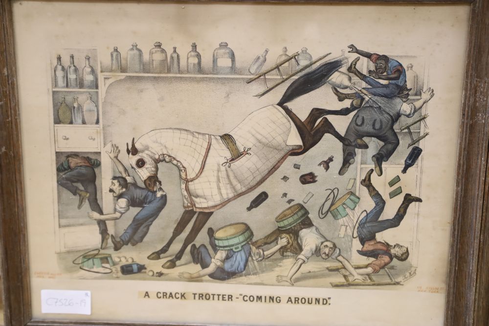 Thomas Worth, pair of coloured lithographs, A Crack Trotter, publ. Currier & Ives, overall 32 x 42cm